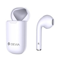 Bluetooth безжична слушалка DEVIA BT5.0 със кутия за зареждане бяла 