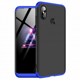 Калъф твърд кейс 360 за Xiaomi Note 6 Pro, черен със синя рамка