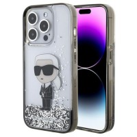 Karl Lagerfeld KLHCP15LLKKNSK Apple iPhone 15 Pro hardcase Liquid Glitter Ikonik transparent