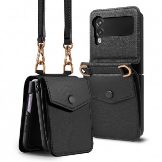 Кожен калъф Ringke Folio Signature Card Pocket за Samsung Galaxy Z Flip 3, Черен