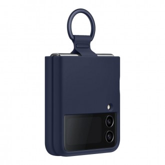 Оригинален твърд калъф EF-PF721TNEGWW за Samsung Z Flip 4, Silicone Cover with Strap Navy