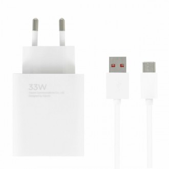 Оригинално зарядно устройство, Xiaomi 33W, USB-C, Бяло	