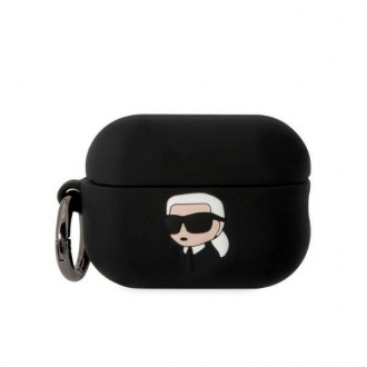 Силиконов калъф Karl Lagerfeld Силиконов 3D с лого Karl Head за Airpods Pro 2, черен