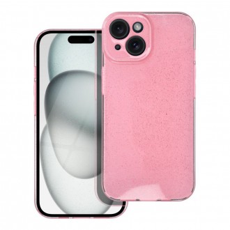 Силиконов калъф кейс CLEAR Case 2mm Blink за iPhone 15, розов с брокат