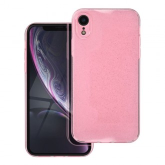 Силиконов калъф кейс CLEAR Case 2mm Blink за iPhone XR, розов с брокат