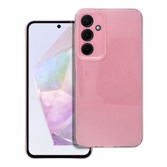 Силиконов калъф кейс CLEAR Case 2mm Blink за Samsung A35 5G, розов с брокат