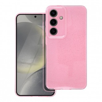 Силиконов калъф кейс CLEAR Case 2mm Blink за Samsung S24, розов с брокат
