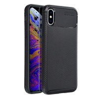 Силиконов калъф кейс Forcell Carbon Premium за iPhone X / iPhone XS, черен