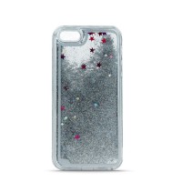 Силиконов калъф кейс Glitter за Huawei Y6 2019 с течен гел, сребърен