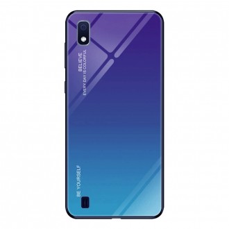 Силиконов калъф кейс Gradient Glass Durable Cover стъклен гръб  за Samsung Galaxy A10, blue-purple