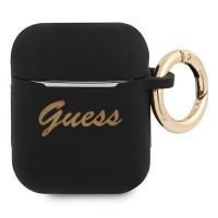 Силиконов калъф кейс Guess GUA2SSSK Silicone Vintage Script за Apple AirPods, Черен