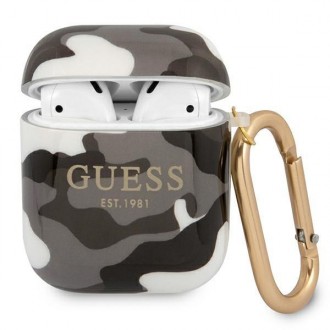 Силиконов калъф кейс Guess GUA2UCAMG cover black Camo Collection за Apple AirPods