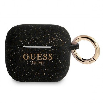 Силиконов калъф кейс Guess GUA3SGGEK cover black Silicone Glitter за Apple AirPods 3, Черен