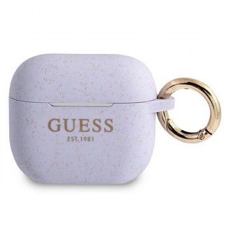 Силиконов калъф кейс Guess GUA3SGGEU cover purple Silicone Glitter за Apple AirPods 3, Лилав