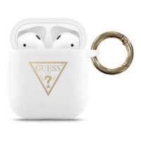 Силиконов калъф кейс GUESS GUACA2LSTLWH за слушалки AirPods , Бял