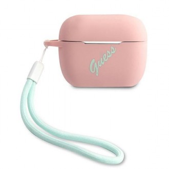 Силиконов калъф кейс Guess GUACAPLSVSPG cover pink green Silicone Vintage за Apple AirPods Pro