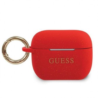 Силиконов калъф кейс Guess GUACAPSILGLRE cover red Silicone Glitter за Apple AirPods Pro