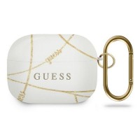 Силиконов калъф кейс Guess GUACAPTPUCHWH cover white Gold Chain Collection  за Apple AirPods Pro