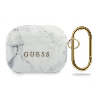 Силиконов калъф кейс Guess GUACAPTPUMAWH cover white Marble Collection за Apple AirPods Pro