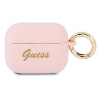 Силиконов калъф кейс Guess GUAPSSSI Silicone Vintage Script за Apple AirPods Pro, Розов