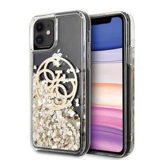 Силиконов калъф кейс Guess GUHCN61LGGITDGO iPhone 11 gold Glitter Circle 