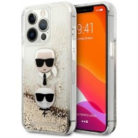 Силиконов калъф кейс Karl Lagerfeld KLHCP13XKICGLD iPhone 13 Pro Max, Gold Glitter Karl and Choupette 