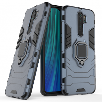 Силиконов калъф кейс Ring Armor Kickstand magnetic car holder Tough Rugged Cover за Xiaomi Redmi Note 8 Pro, син