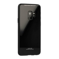 Силиконов калъф кейс със стъклен гръб за Huawei P20 черен