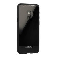 Силиконов калъф кейс със стъклен гръб за Huawei P8 lite 2017 / P9 Lite 2017 / Honor 8 Lite черен