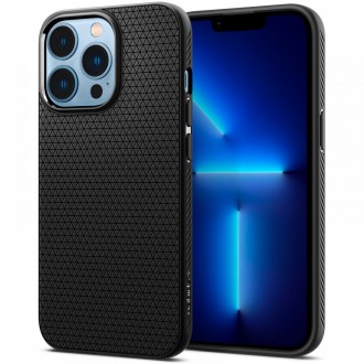 Силиконов калъф кейс Spigen Liquid Air Apple iPhone 13 Pro Max Matte Black, черен мат