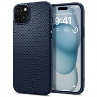 Силиконов калъф кейс Spigen Liquid Air Apple iPhone 15, Navy Blue