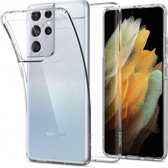 Силиконов калъф кейс Spigen Liquid Crystal за Samsung S21 Ultra, прозрачен