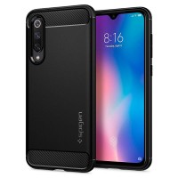 Силиконов калъф кейс Spigen Rugged Armor за Xiaomi Mi 9 SE, черен