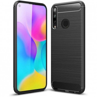 Силиконов калъф кейс TECH-PROTECT CARBON за Huawei P40 Lite E, черен