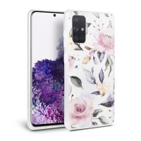 Силиконов калъф кейс TECH-PROTECT Floral за Samsung A71, бял