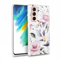 Силиконов калъф кейс TECH-PROTECT Floral за Samsung S21 FE, бял
