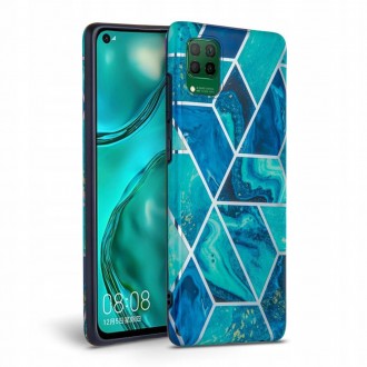 Силиконов калъф кейс TECH-PROTECT Marble за Huawei P40 Lite, син