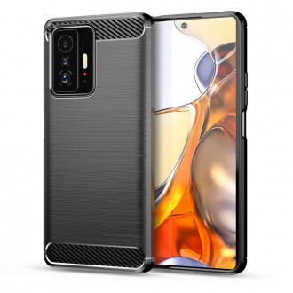Силиконов калъф кейс TECH-PROTECT TPUCarbon за Xiaomi Mi 11T / MI 11T Pro, Черен