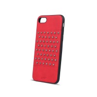 Силиконов калъф кейс за iPhone 5 / iPhone 5s / iPhone SE червена кожа с капси тип 2