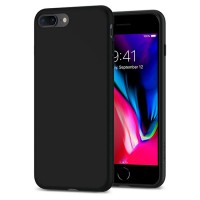 Силиконов калъф кейс за iPhone 7 Plus / 8 Plus Spigen Liquid Crystal черен мат