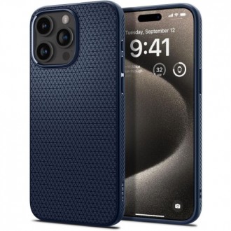 Силиконов калъф Spigen Liquid Air Apple iPhone 15 Pro Max Navy Blue