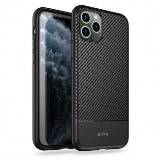 Силиконов калъв кейс Crong Prestige Carbon Cover iPhone 11 Pro Max, черен карбон