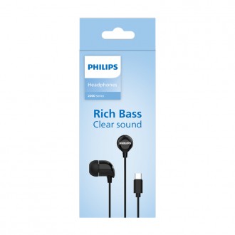 Стерео слушалки с микрофон PHILIPS TAE2146BK TIPE-C, Черни
