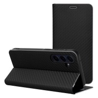Страничен калъф тип тефтер Luna Book Carbon за Samsung Galaxy A17, Черен
