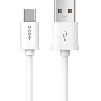 USB кабел Devia type-C 1m бял