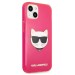 Заден твърд гръб Karl Lagerfeld KLHCP13SCHTRP Glitter Choupette Fluo за iPhone 13 Mini, Розов 3