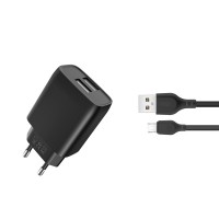 Зарядно устройство 220v. L57 2x USB 2,4A black + microUSB cable